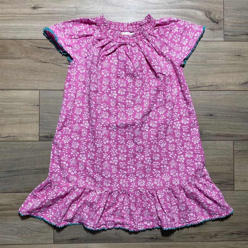 Boden Girls Floral Smocked Printed Kaftan Size 11-12Y Pink White Teal